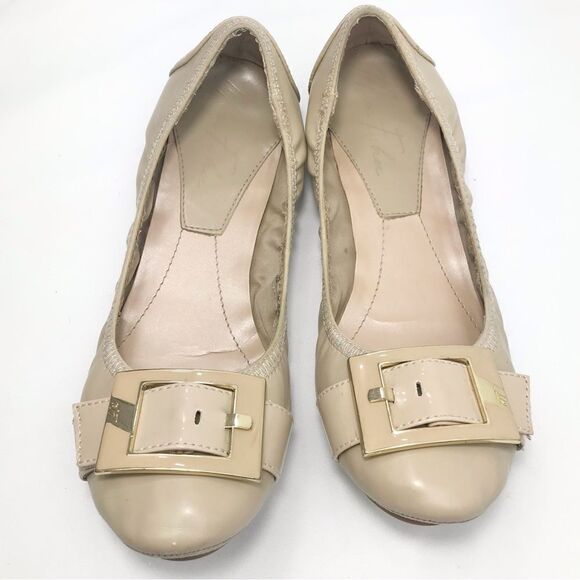 Marc Fisher ROSA Tan Buckle Toe Ballet Flats - Picture 1 of 14
